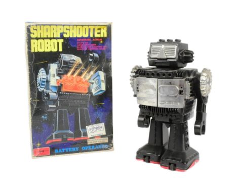 Retro Toys - a Japanese SH Horikawa Sharpshooter Robot. Featuring stop'n go action, swing open door, blinking and shooting gu
