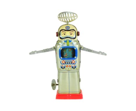 Tinplate Toys - a vintage Japanese believed to be ALPS Television Spaceman wind-up robot. Featuring rotating antenna, image i