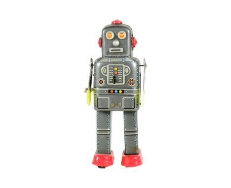 Tinplate Toys - a vintage 1960s Japanese SY Toys Spaceman Robot, featuring wind-up walking action and swinging arms. Tested a