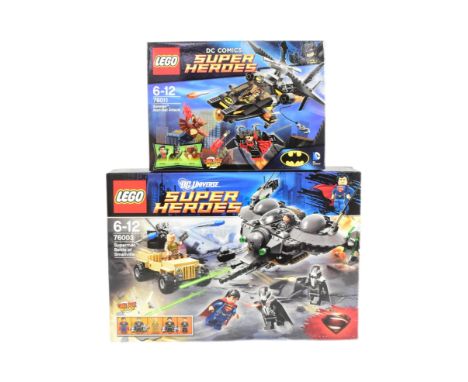 Lego - x2 factory sealed Lego DC Comics Super Heroe sets comprising; 76011 Batman Man-Bat Attack and 76003 Superman Battle of
