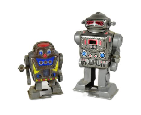 Tinplate Toys - x2 vintage Japanese Yone wind-up robots, comprising of; 'The Robot Captain' and no. 213. Tested and 'The Robo