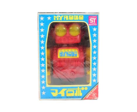 Retro Toys - a vintage Yonezawa Japanese 'My Robo' robot in red. Housed and sealed in the original box. Measuring approx. 22c