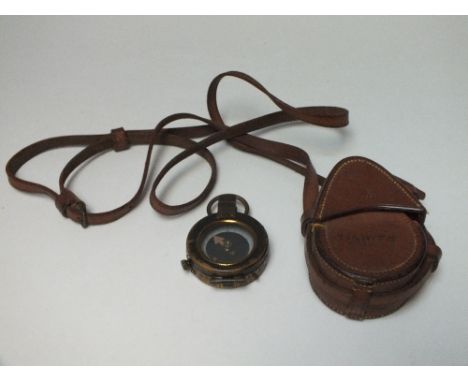 A WW1 BRITISH ARMY 'Mk VII' MARCHING COMPASS, gilt brass and black lacquered pocket compass, backplate inscribed 'The Ontario