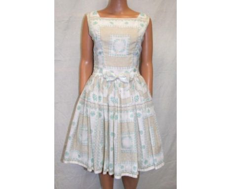 Ladies Vintage 1950s Dress labelled Carnegie, muslin style fabric with net underskirt, approx. size 10 