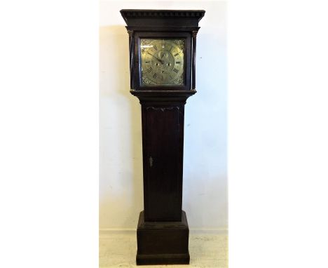 Early C18th Longcase Clock circa 1720 with square brass dial signed by John Wilkins, Oakham, date aperture, secondary seconds