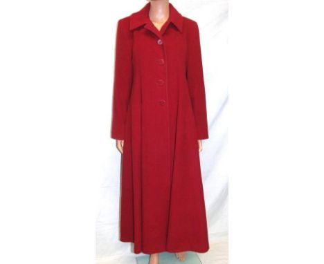 Harrods's Vintage 1940s Style Red Wool/Cashmere Coat, size 10 