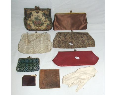 Ladies Vintage Bags & Purses incl. Jane Shilton, pair cream leather gloves & Snakeskin wallet 