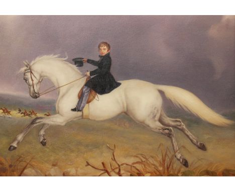 20th Century School after MunningsRider and hunting sceneOil on canvasunsigned29cm x 39cm 