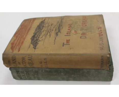 H. G. WELLS - THE ISLAND OF DOCTOR MOREAU', first UK edition, Heinemann 1896 together with 'Men Like Gods', Cassell & Company