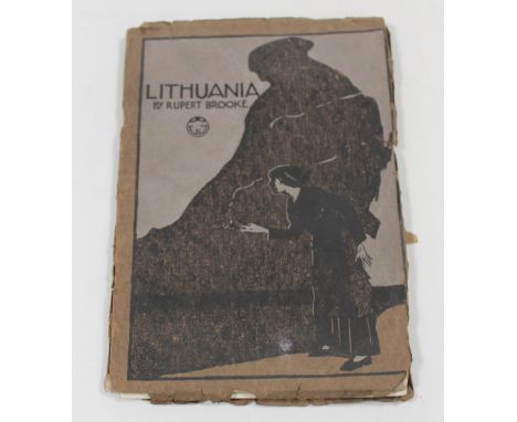 RUPERT BROOKE - 'LITHUANIA A DRAMA IN ONE ACT', first edition published by The Chicago Little Theatre 1915, cover design by C