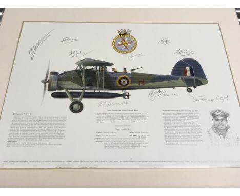 A limited edition, Kinnear aircraft print bearing various pilot signatures - NO RESERVE
