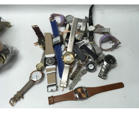 A bag containing a collection of mixed watches including Rotary, Sekonda, Dunlop and others.