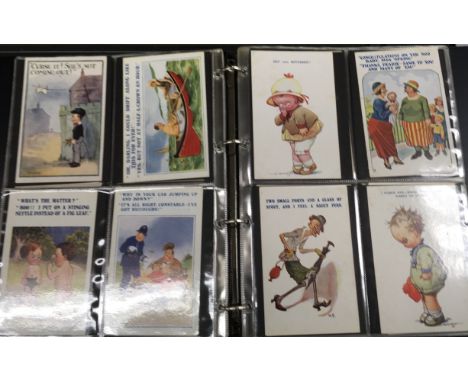 An album of vintage comical postcards