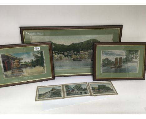 A collection of Chinese vintage pictures views of Hong Kong harbour and others.