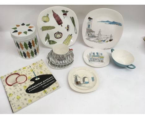 A small group of Midwinter China including a 'Salad Ware' plate and 'Zambezi' ' trio plus conforming book and T..G storage co