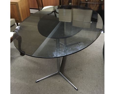 A vintage chrome and smoked glass top table.Approx 106x156cm long - NO RESERVE