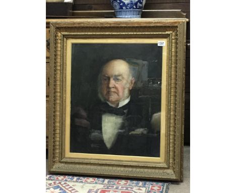 A large Victorian gilt framed an glazed oil on canvas portrait of a gentleman.