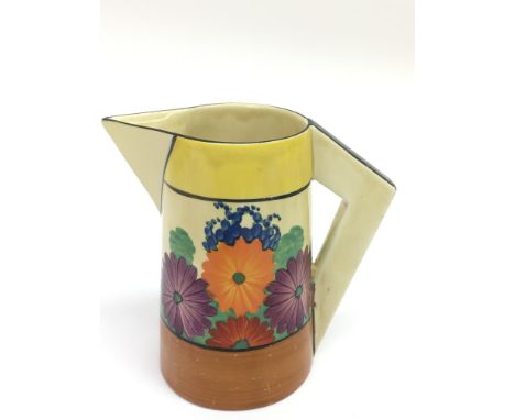 A Clarice Cliff 'Gayday' pattern jug of conical shape.Approx 15cm, some minor wear