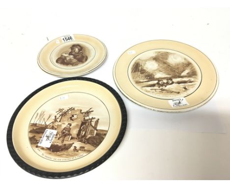 Three Winton Grimwades Old Bill ceramic plates with world war l comical battle field scenes.