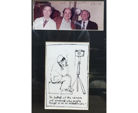 Harold Riley, framed signed photograph and print. 33 x23.5cm