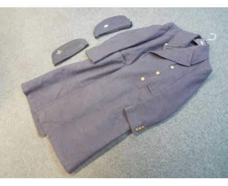 A WWII (World War Two) period RAF Officers great coat, internal label marked size number 7, maker Thexton and Wright Ltd date