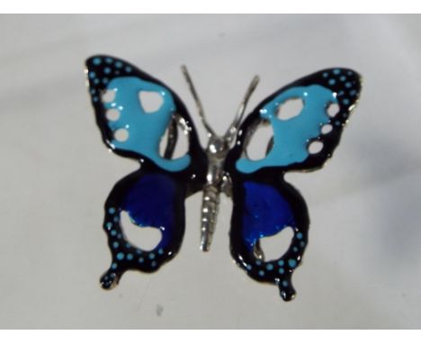 A silver enamel butterfly Est £30 - £45