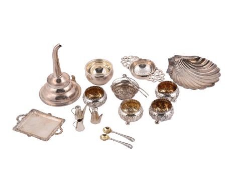 
	
		A COLLECTION OF SILVER ITEMS
		To include: a wine funnel by J. B. Chatterley &amp; Sons Ltd., Birmingham 1976, with a re