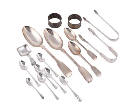 
	
		A COLLECTION OF SILVER FLATWARE
		To include: a William IV King&#39;s pattern caddy spoon by George Unite, Birmingham 18