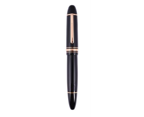 
	
		MONTBLANC, MEISTERST&#220;CK, 149 A BLACK FOUNTAIN PEN 
		Cap and Barrel: With black resin cap and barrel, the cap with 