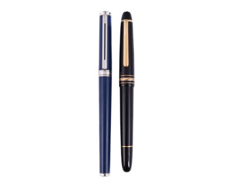 
	
		MONTBLANC, MEISTERST&#220;CK, 146 A BLACK FOUNTAIN PEN 
		Cap and Barrel: With black resin cap and barrel, the cap with 