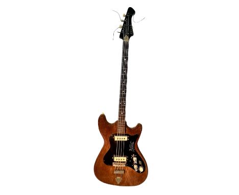 All original Klira electric bass guitar, circa 1959-1964, German with truss rod, one non original machine head. Covered in co