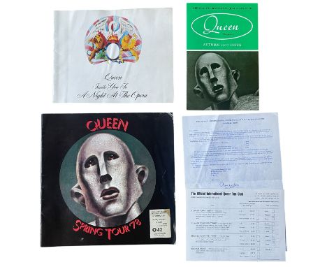 A collection of epic rock royalty, ‘Queen’, including an ‘official international Queen fan club’ magazine from Autumn 1977 fa