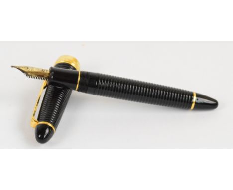 A Sailor NT Ribbed Black M1 fountain pen with 21ct nib numbered 1911, length 14cm, with what is believed to be the original b