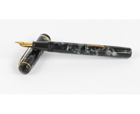 A Conway Stewart no.286 fountain pen with pearl blue and black marbled body and 14ct gold nib, length 12.6cm. CONDITION REPOR