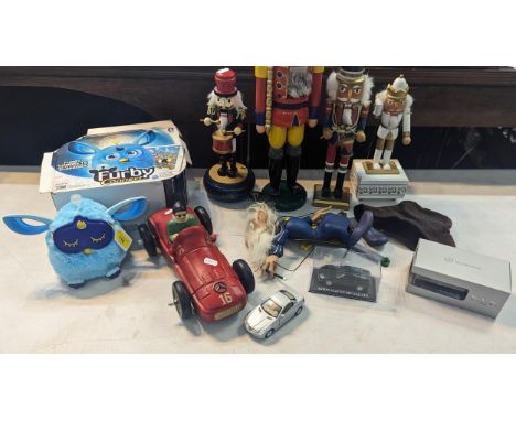 A mixed lot to include a Perspex cased model of an Aston Martin DB7 Zagato, boxed model Mercedes-Benz SLK and one other along