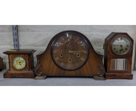 Three mantle clocks to include a Smiths 8 day clock, striking on four gongs, Location: 