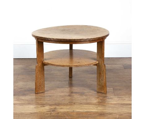 Gordon Russell (1892-1980) Oak, low round book or coffee table, with circular top and undertier shelf, unmarked, 61cm wide x 