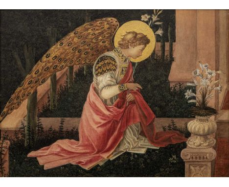 After Fra Filippo Lippi (1406-1469)'The Annunciation study', watercolour with gilded detail, unsigned, 26cm x 36cmProvenance: