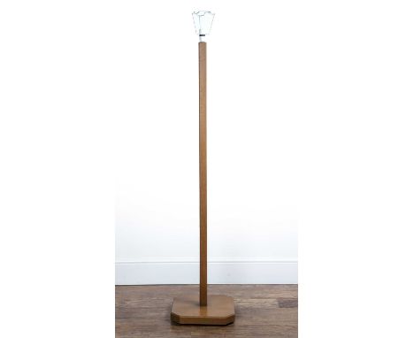 In the manner of Heals Oak, lamp standard, on square base with canted corners, 161cm high overall including the fittingThe pl