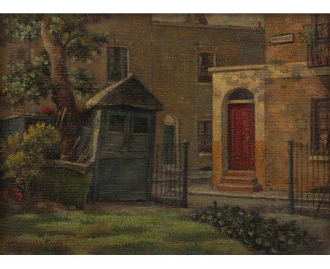 Marjorie Croft (b.1889) 'Ebury Square', oil on canvas, indistinctly signed lower left, 12cm x 17cmProvenance: With 'The Rowle
