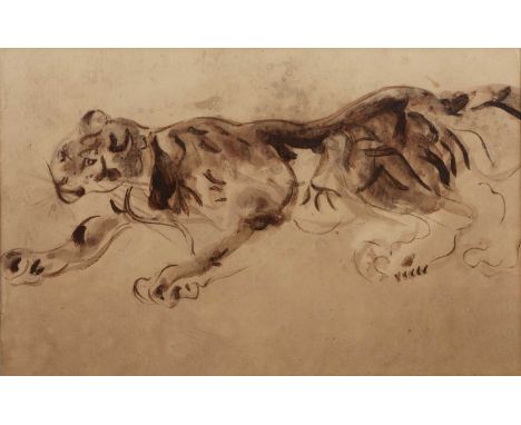 In the manner of Orovida Camille Pissarro (1893-1968) 'Untitled study of a tiger', watercolour and pencil sketch, unsigned, 2