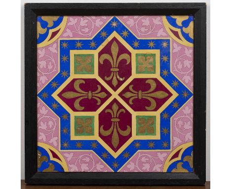 Attributed to Spode Aesthetic movement framed tile, with gilded decoration, 28.5cm x 28.5cm overallProvenance:The collection 