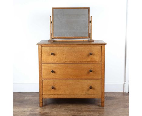 Gordon Russell (1892-1980) Oak 'Coxwell' chest of drawers, design number 836, 91cm wide x 87cm high x 55cm deep with accompan