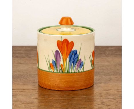 Clarice Cliff (1899-1972)'Autumn crocus' honey pot and cover, signed to the base, 9cm high overallMinimal glaze faults, minim