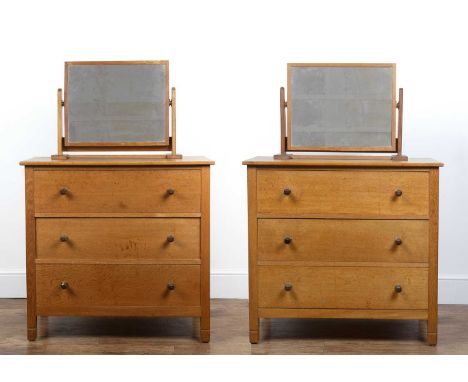 Gordon Russell (1892-1980) Pair of oak 'Coxwell' chest of drawers, design number 836, 91cm wide x 87cm high x 55cm deep, each