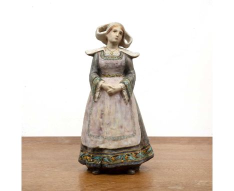 Edmond Lachenal (1855-1930)'Dutch girl' pottery figure, signed 'Lachenal' to the reverse, 26.5cm highMinimal glaze and firing