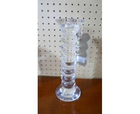 A Val Saint Lambert, French clear crystal candle stick, H: 27cm, engraved to base  RRP £95 
