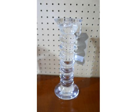 A Val Saint Lambert, French clear crystal candle stick, H: 27cm, engraved to base  RRP £95 