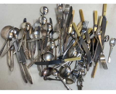 A large collection of silver plated flatware. 
