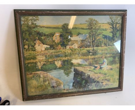 A 1930s coloured print by Stanhope A Forbes 1931. High water. W:63cm x H:50cm